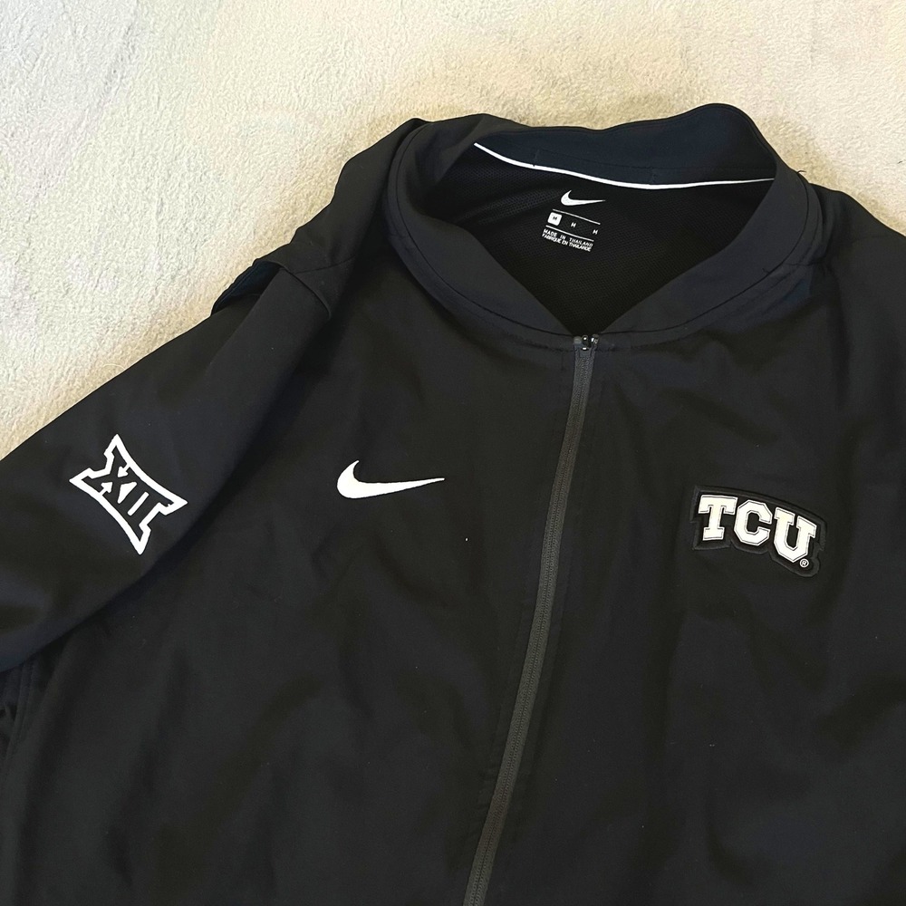 Nike TCU‎ Horned Frogs Jacket Mens Medium Black Full Zip Windbreaker